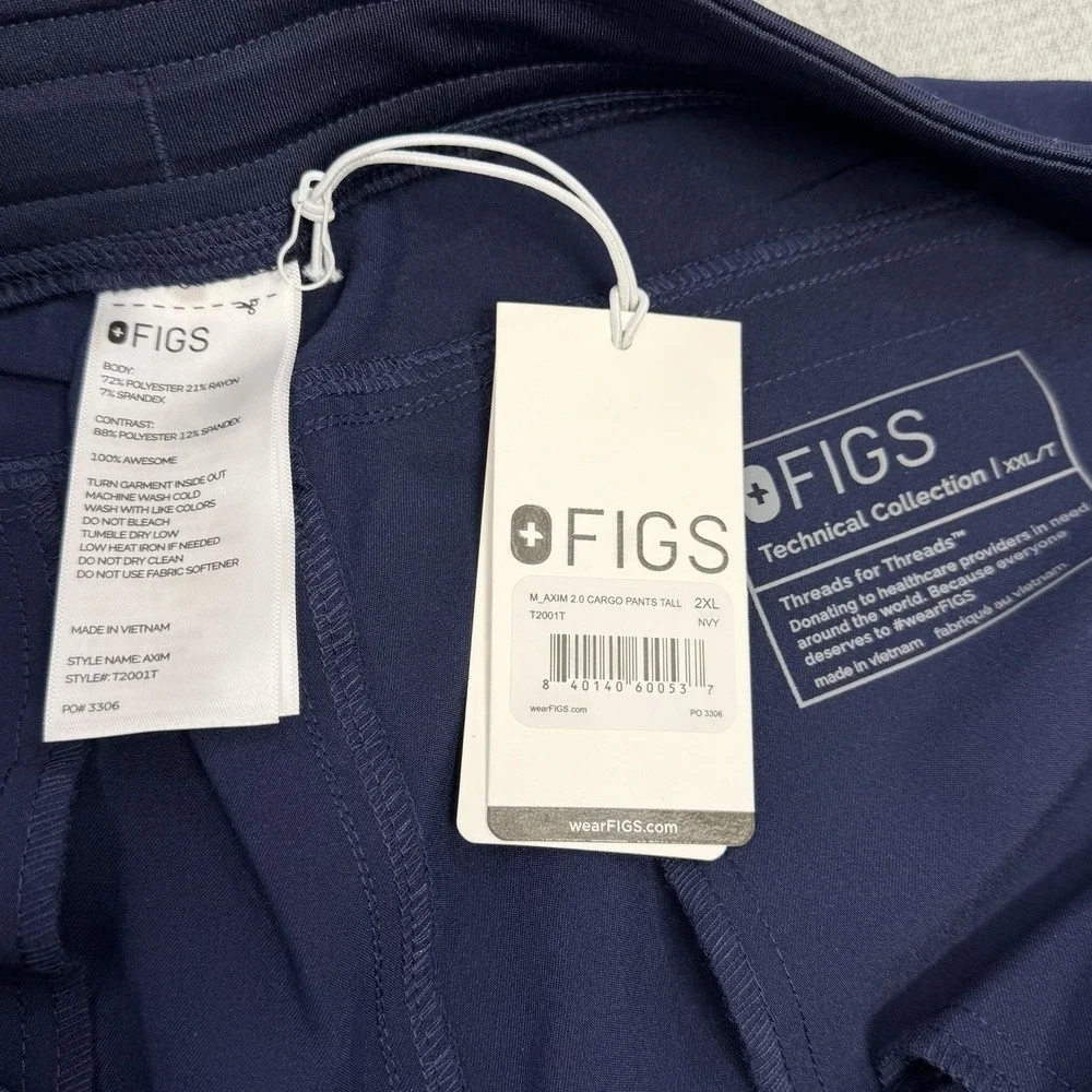 FIGS Mens Axle 2.0 Cargo Scrub Pants XXL Tall Navy FIONx Stretch NWT